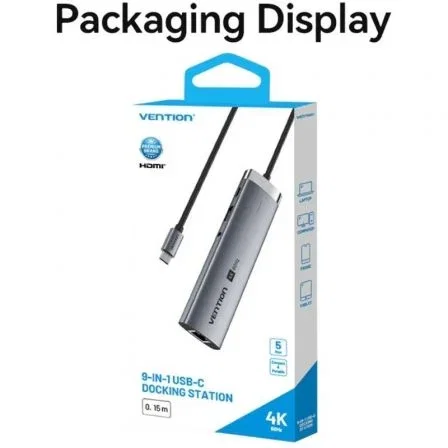 Vention Hub USB Tipo-C 3.2 TGVHB 9 en 1 Gris